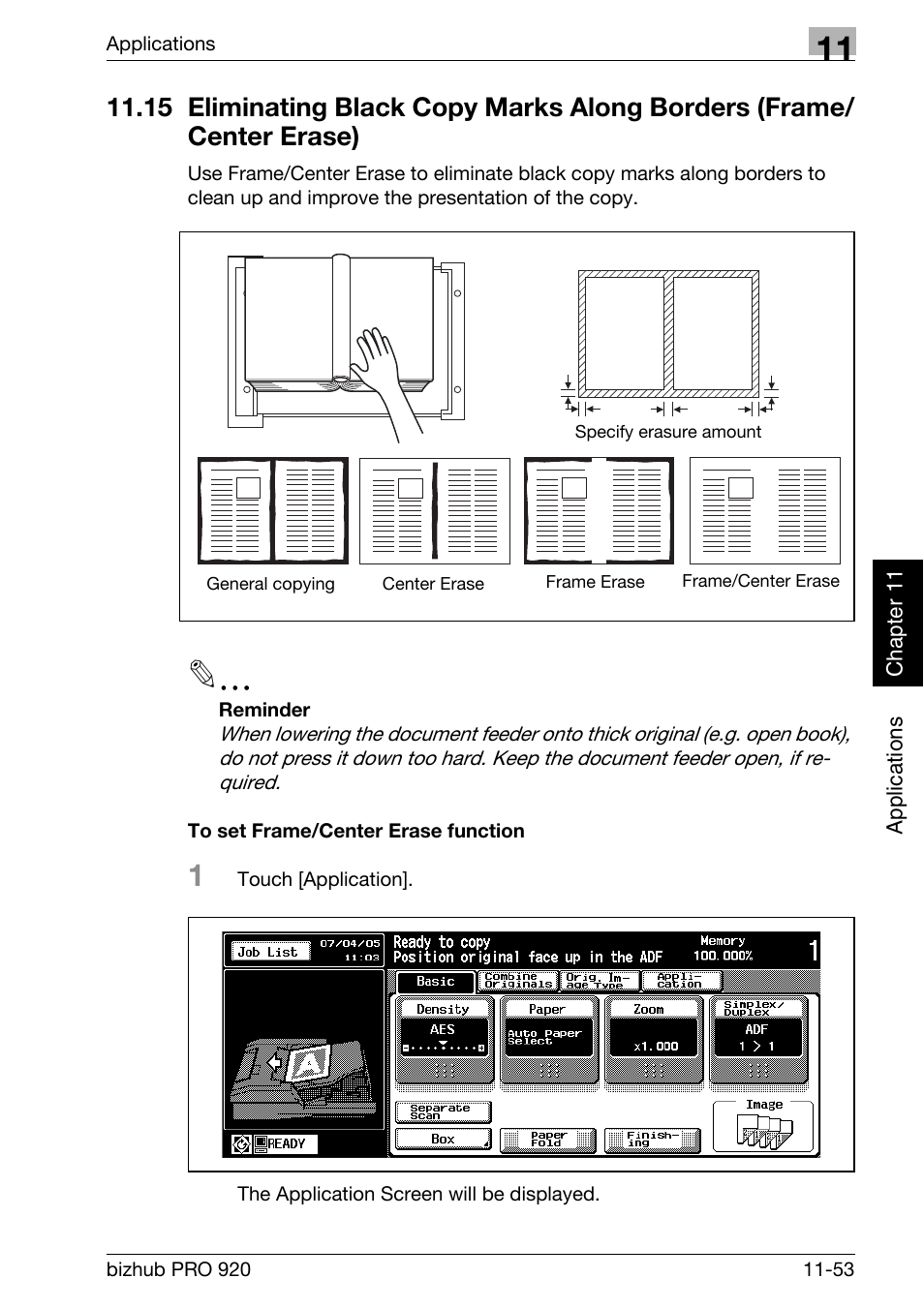 To set frame/center erase function -53 | Konica Minolta BIZHUB PRO bizhubPRO920 User Manual | Page 287 / 410