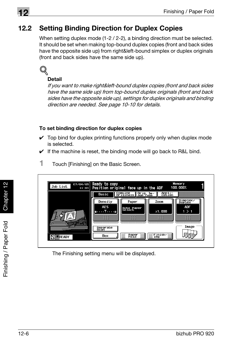 2 setting binding direction for duplex copies, Setting binding direction for duplex copies -6, To set binding direction for duplex copies -6 | Konica Minolta BIZHUB PRO bizhubPRO920 User Manual | Page 332 / 410