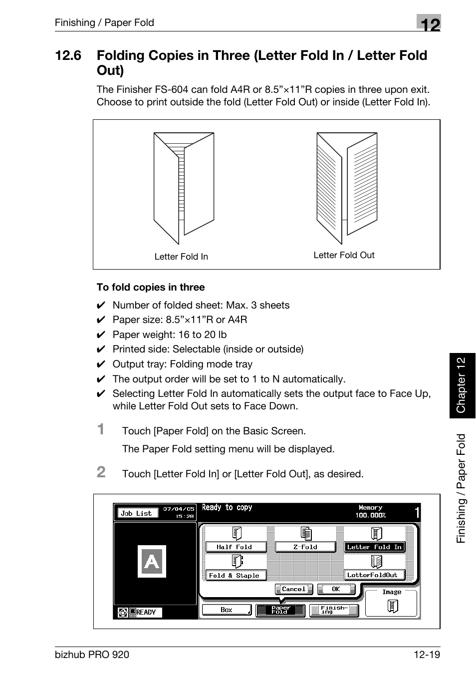 To fold copies in three -19 | Konica Minolta BIZHUB PRO bizhubPRO920 User Manual | Page 345 / 410