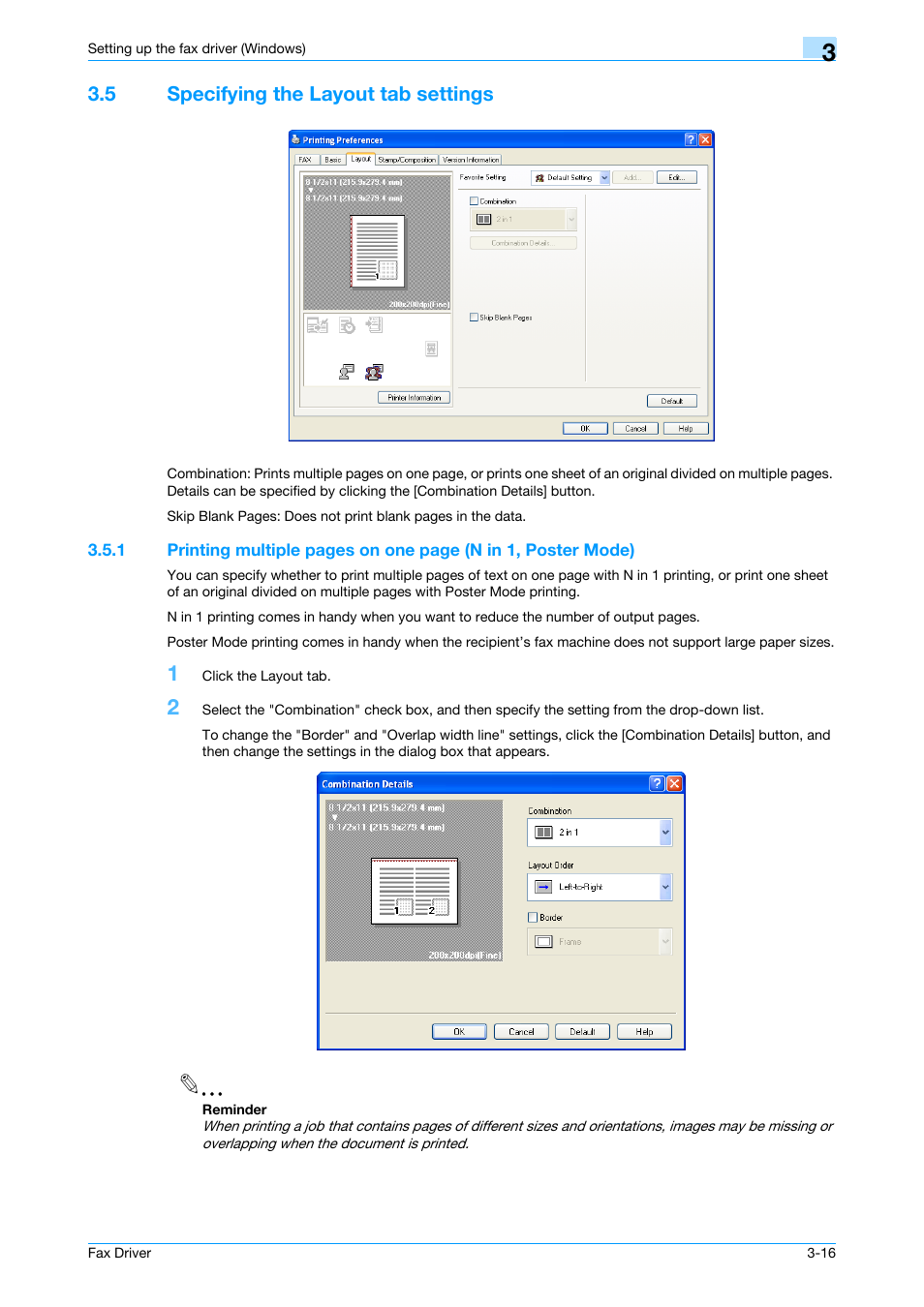 5 specifying the layout tab settings, Specifying the layout tab settings -16 | Konica Minolta BIZHUB C253 User Manual | Page 45 / 66