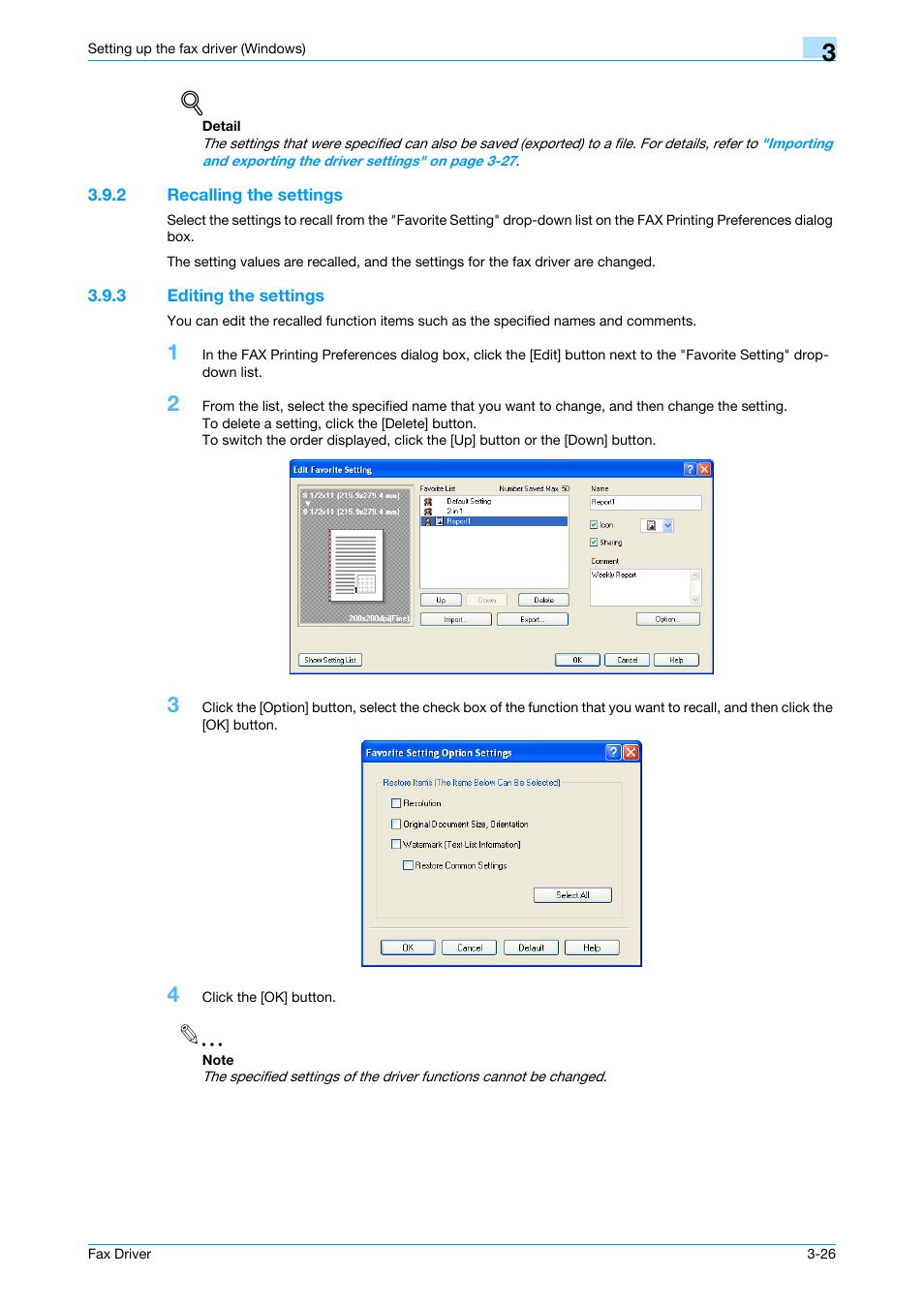 2 recalling the settings, 3 editing the settings, Recalling the settings -26 | Editing the settings -26 | Konica Minolta BIZHUB C253 User Manual | Page 55 / 66