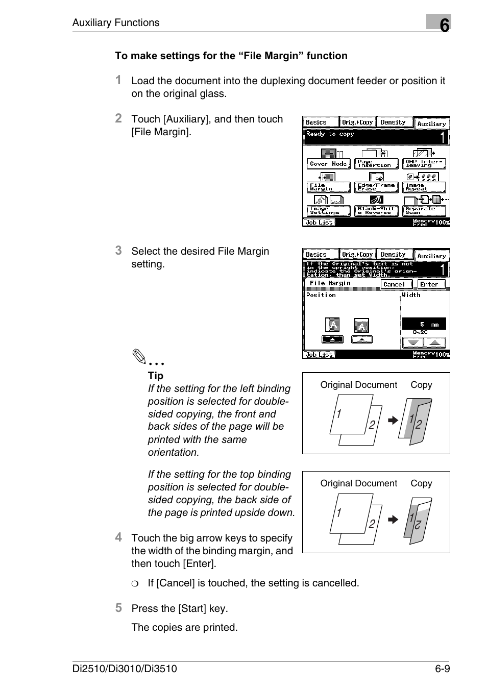To make settings for the “file margin” function, To make settings for the “file margin” function -9 | Konica Minolta DI3510 User Manual | Page 105 / 334