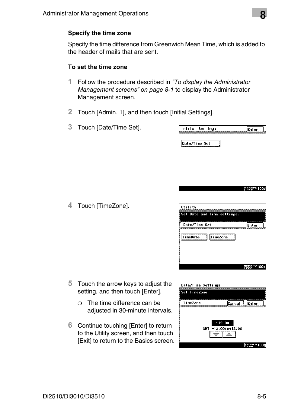 Specify the time zone, To set the time zone, Specify the time zone -5 to set the time zone -5 | Konica Minolta DI3510 User Manual | Page 161 / 334