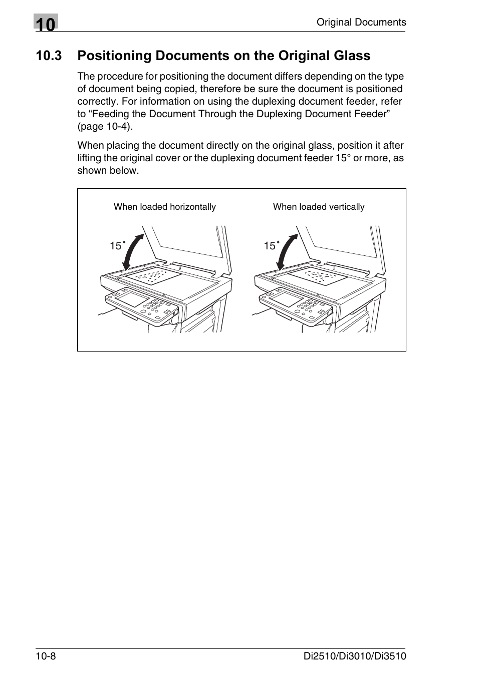 3 positioning documents on the original glass, Positioning documents on the original glass -8 | Konica Minolta DI3510 User Manual | Page 208 / 334