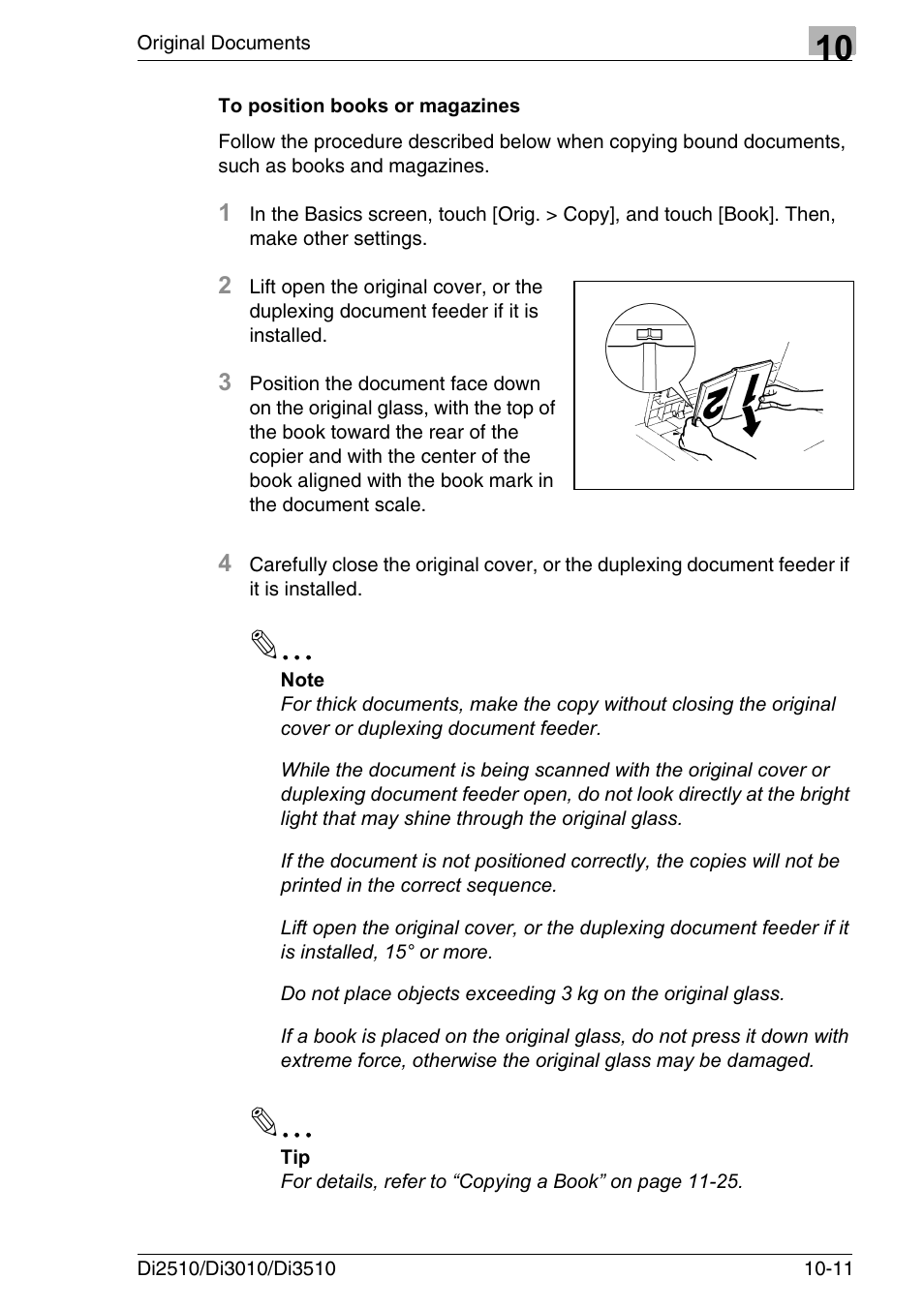 To position books or magazines, To position books or magazines -11 | Konica Minolta DI3510 User Manual | Page 211 / 334