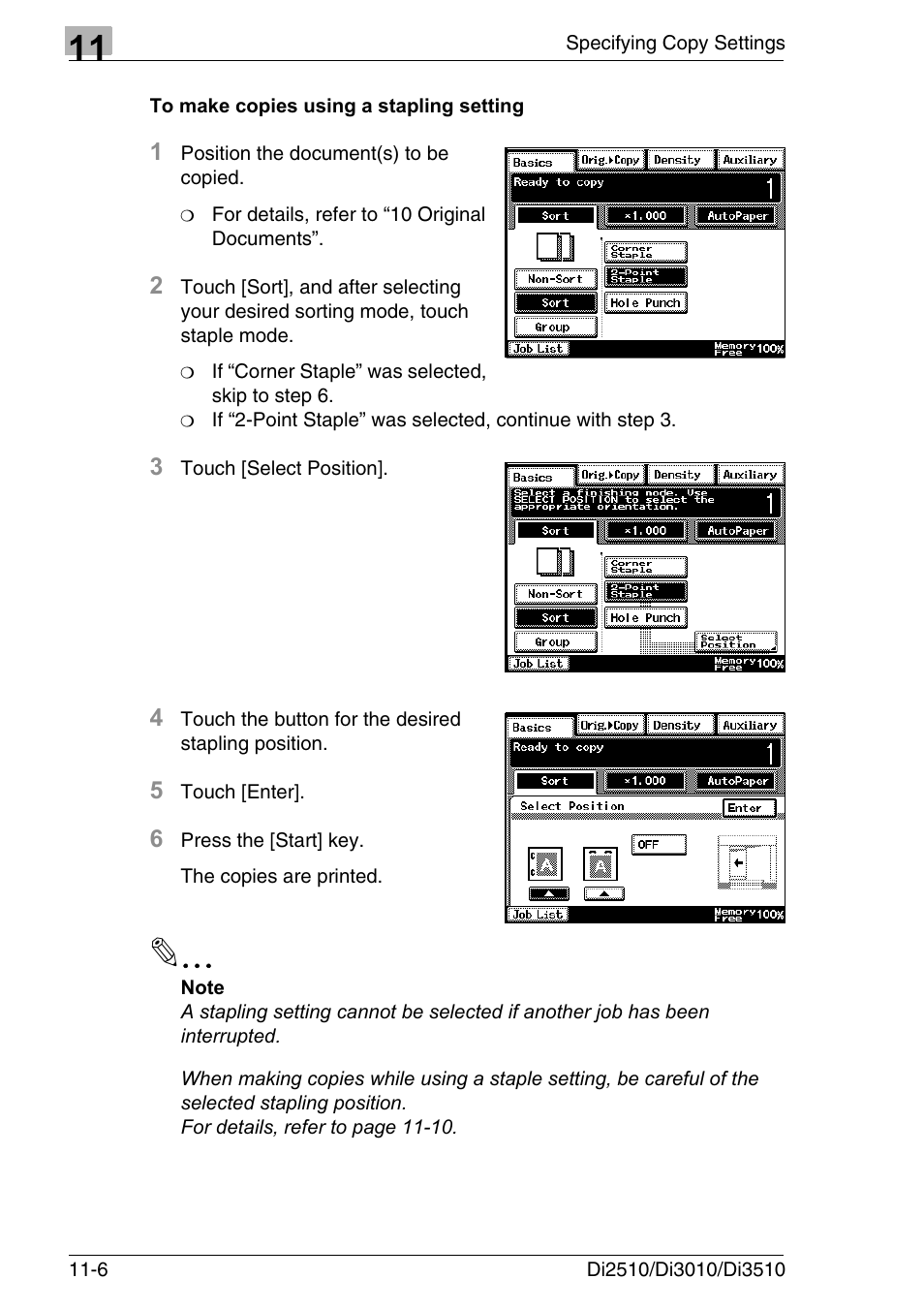 To make copies using a stapling setting, To make copies using a stapling setting -6 | Konica Minolta DI3510 User Manual | Page 238 / 334