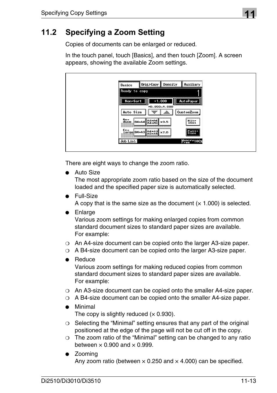 2 specifying a zoom setting, Specifying a zoom setting -13 | Konica Minolta DI3510 User Manual | Page 245 / 334
