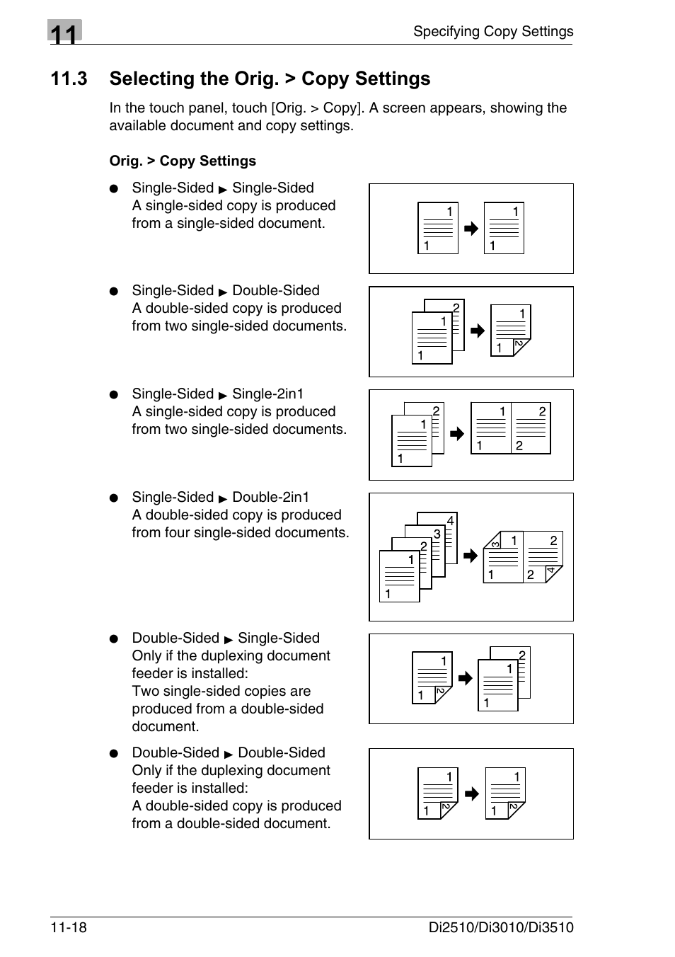 3 selecting the orig. > copy settings, Orig. > copy settings, Selecting the orig. > copy settings -18 | Orig. > copy settings -18 | Konica Minolta DI3510 User Manual | Page 250 / 334
