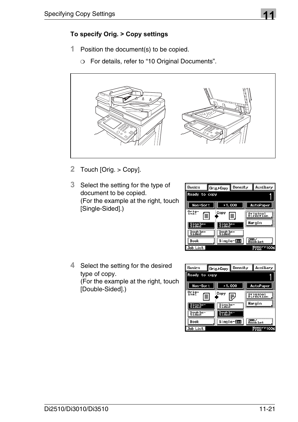 To specify orig. > copy settings, To specify orig. > copy settings -21 | Konica Minolta DI3510 User Manual | Page 253 / 334