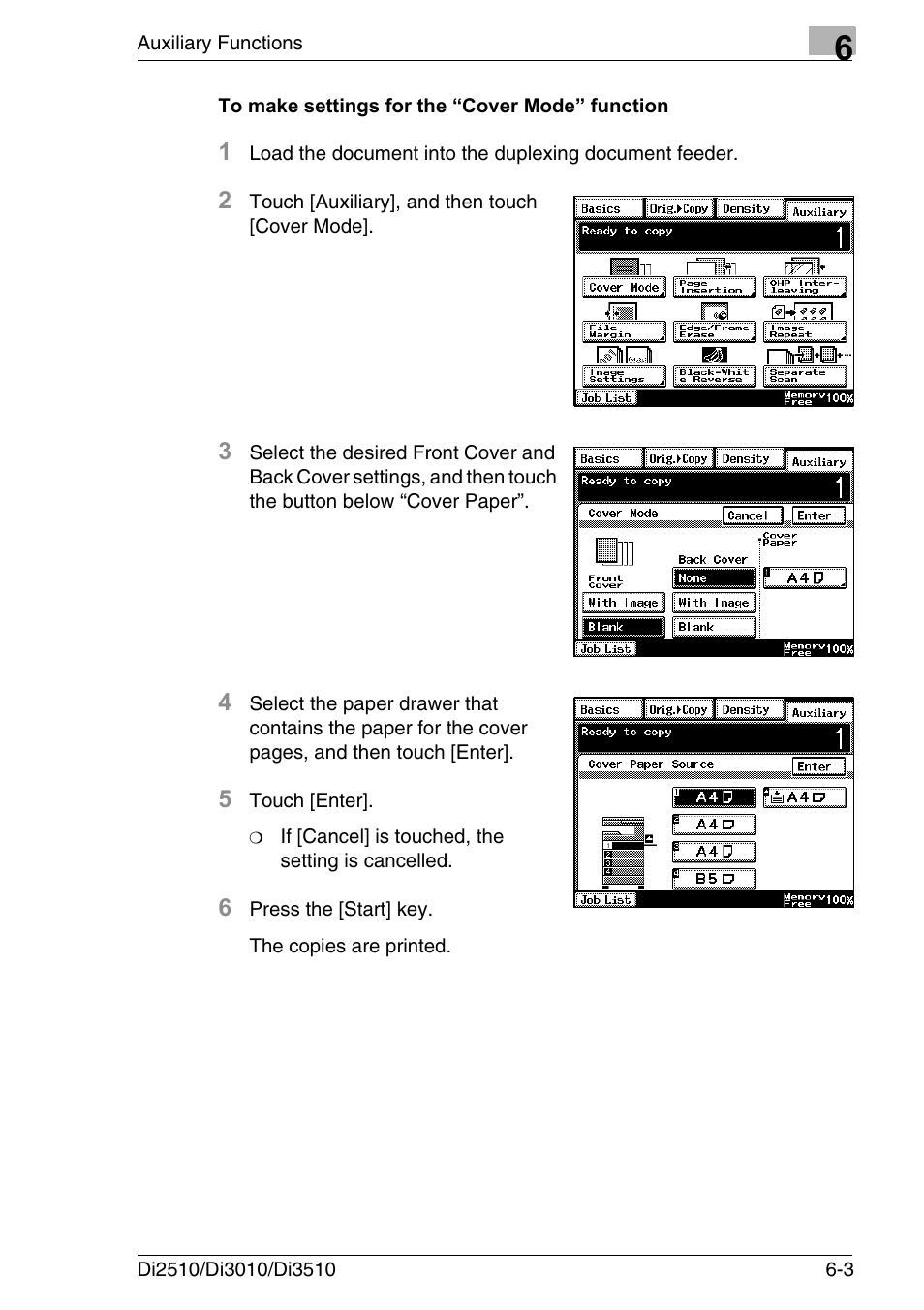 To make settings for the “cover mode” function, To make settings for the “cover mode” function -3 | Konica Minolta DI3510 User Manual | Page 99 / 334