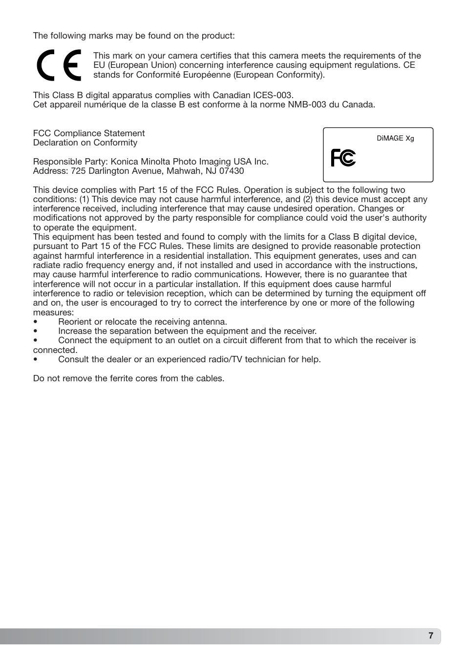 Konica Minolta xg User Manual | Page 7 / 132