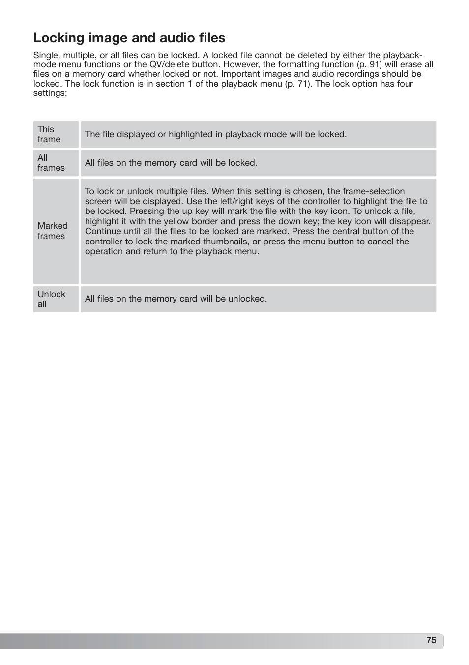 Locking image and audio files | Konica Minolta xg User Manual | Page 75 / 132