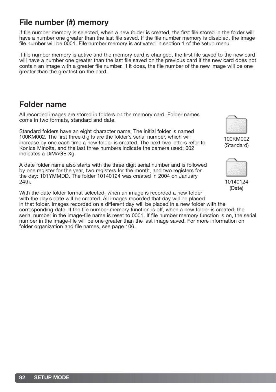 File number (#) memory folder name | Konica Minolta xg User Manual | Page 92 / 132