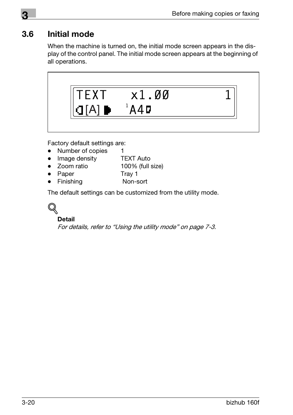 6 initial mode, Initial mode -20 | Konica Minolta bizhub 160f User Manual | Page 70 / 302