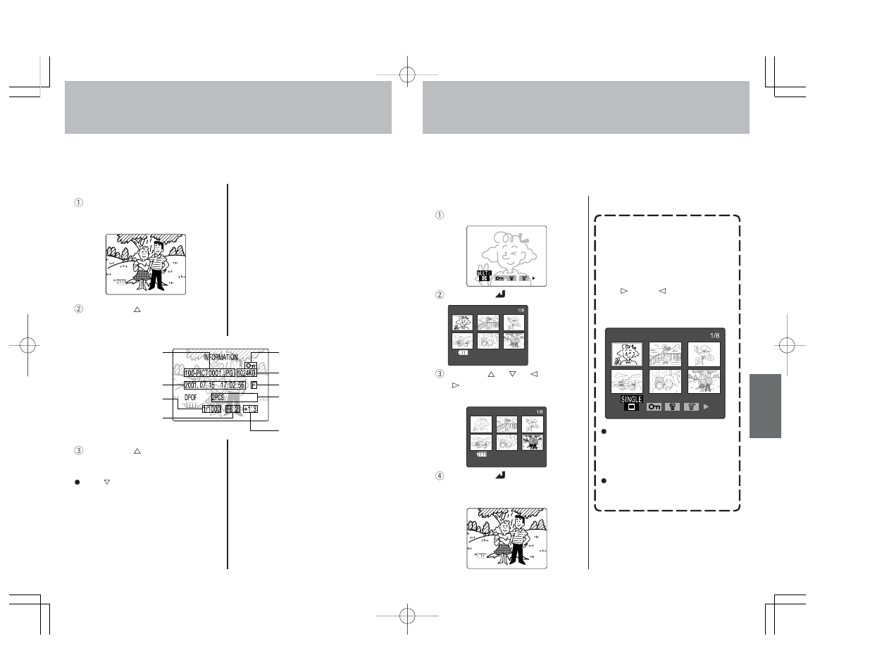 Multiple image display (index display), Displaying exposure information | Konica Minolta Konica Digital Revio KD-300Z User Manual | Page 27 / 50