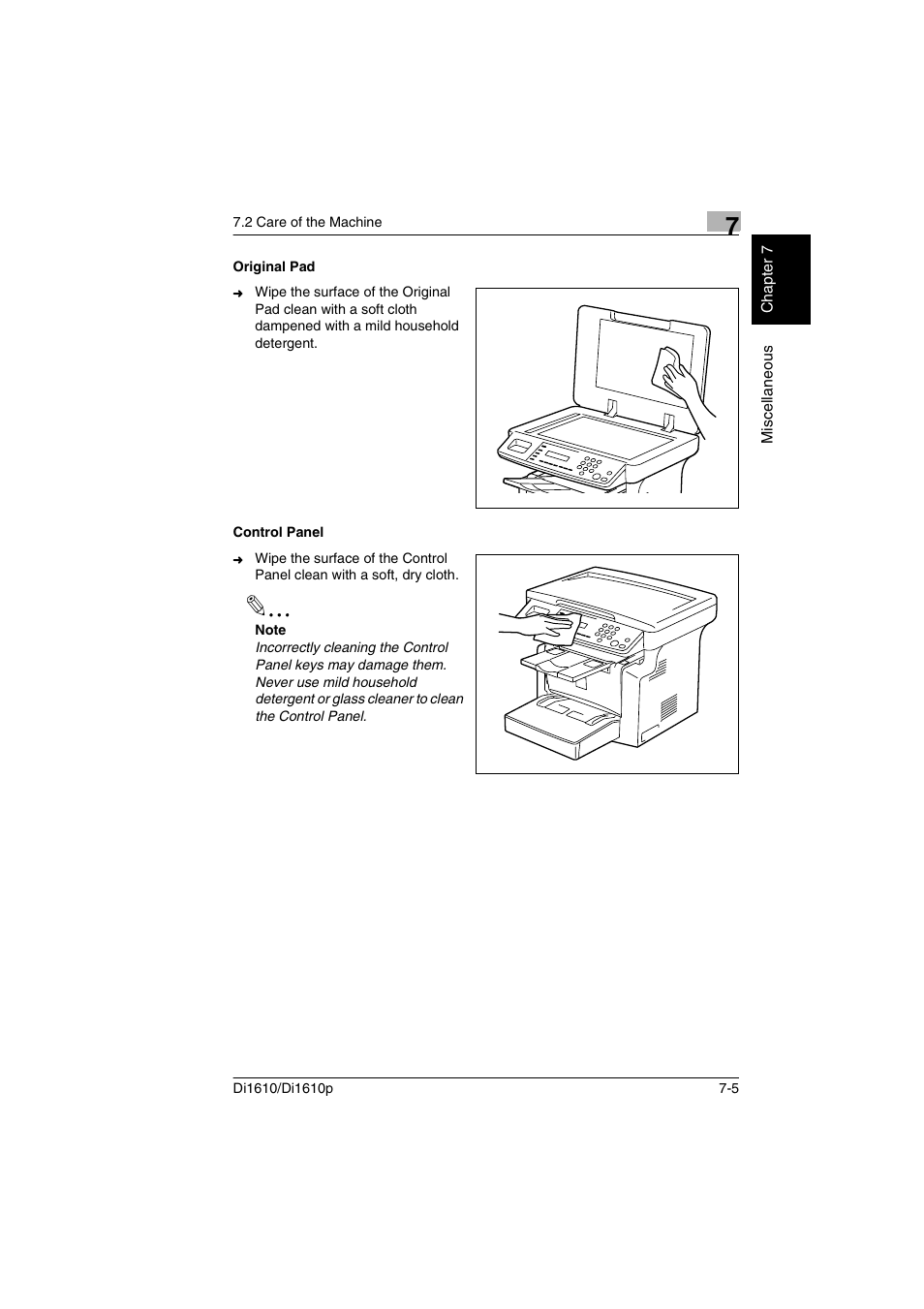 Original pad, Control panel, Original pad -5 control panel -5 | Konica Minolta Di1610 User Manual | Page 138 / 148