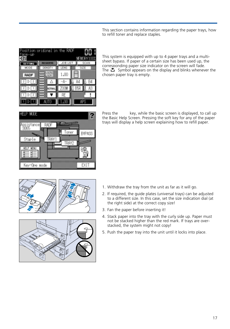How to supply paper, toner, staples, 1 supply paper | Konica Minolta 7020 User Manual | Page 17 / 58