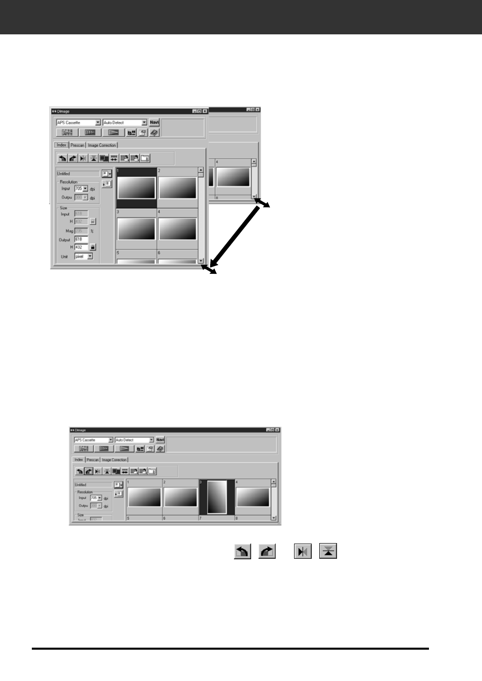 Index scan, Rotating the index frames | Konica Minolta F-2900 User Manual | Page 64 / 85