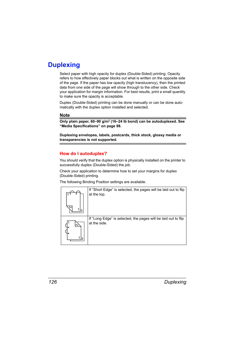 Duplexing, Duplexing 126 | Konica Minolta BIZHUB C30P User Manual | Page 140 / 276