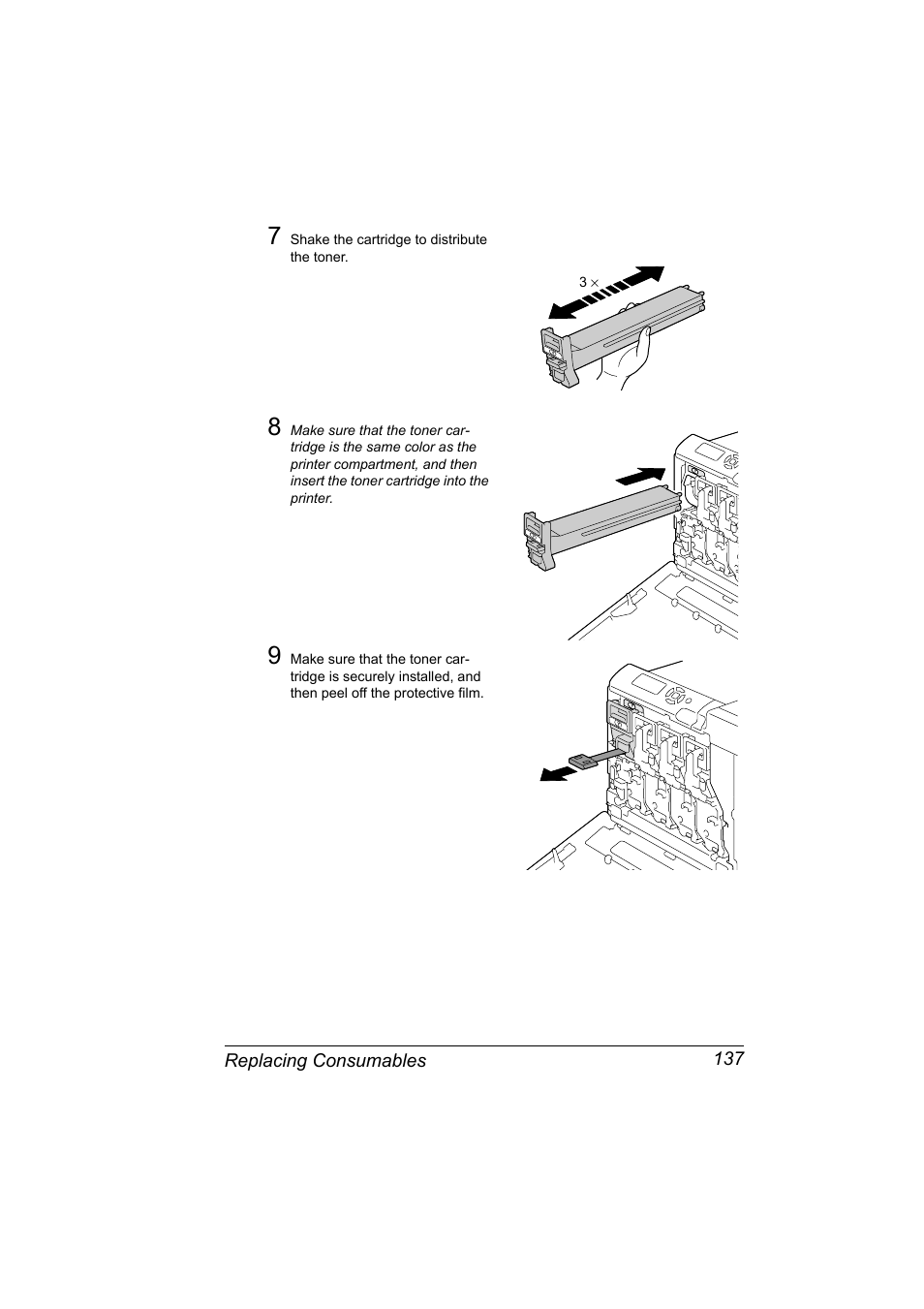 Replacing consumables 137 | Konica Minolta BIZHUB C30P User Manual | Page 151 / 276