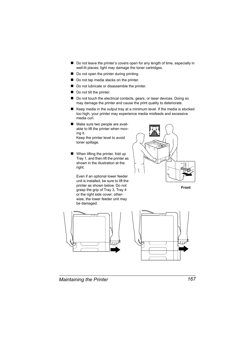 Maintaining the printer 167 | Konica Minolta BIZHUB C30P User Manual | Page 181 / 276