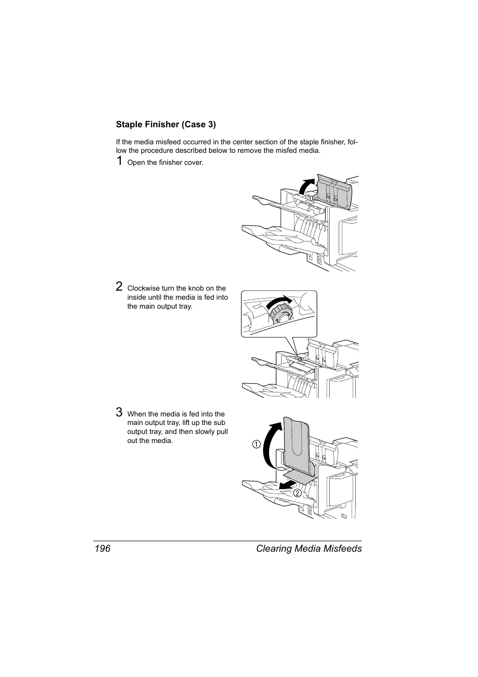 Staple finisher (case 3), Staple finisher (case 3) 196 | Konica Minolta BIZHUB C30P User Manual | Page 210 / 276