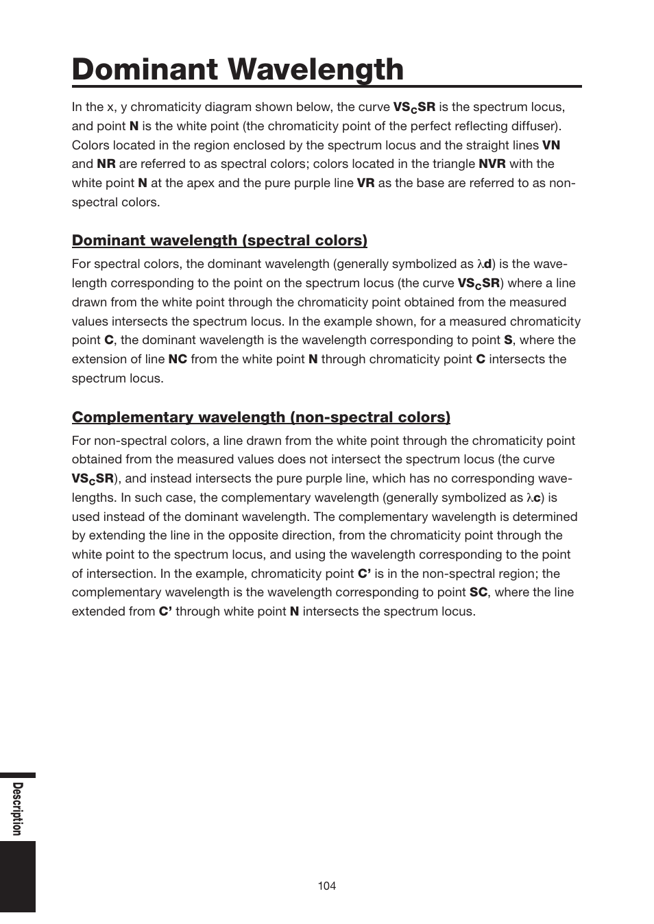 Dominant wavelength | Konica Minolta Chroma Meter CS-200 User Manual | Page 106 / 124