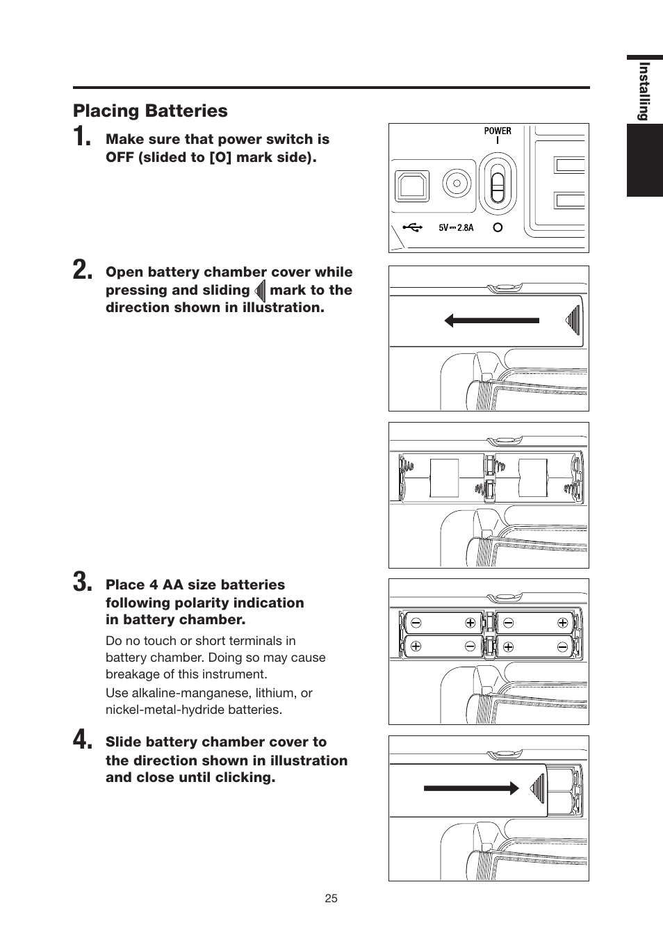Placing batteries ……………………… 2 | Konica Minolta Chroma Meter CS-200 User Manual | Page 27 / 124