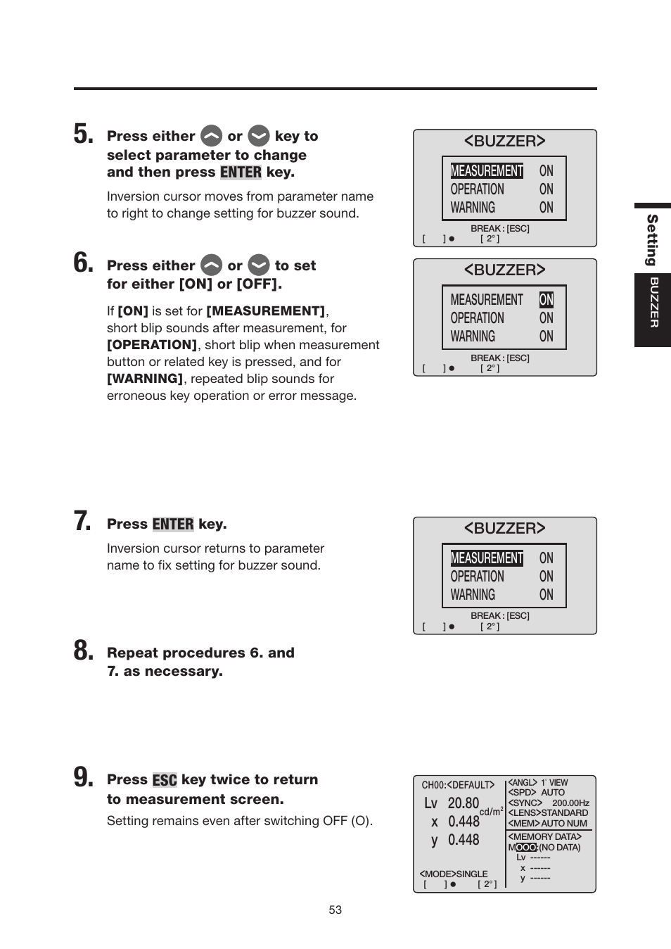 Konica Minolta Chroma Meter CS-200 User Manual | Page 55 / 124