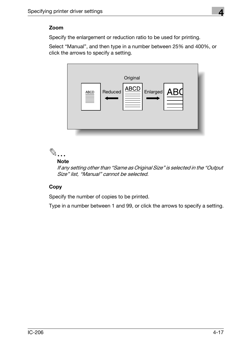 Zoom, Copy, Zoom -17 copy -17 | Konica Minolta bizhub 163 User Manual | Page 106 / 362