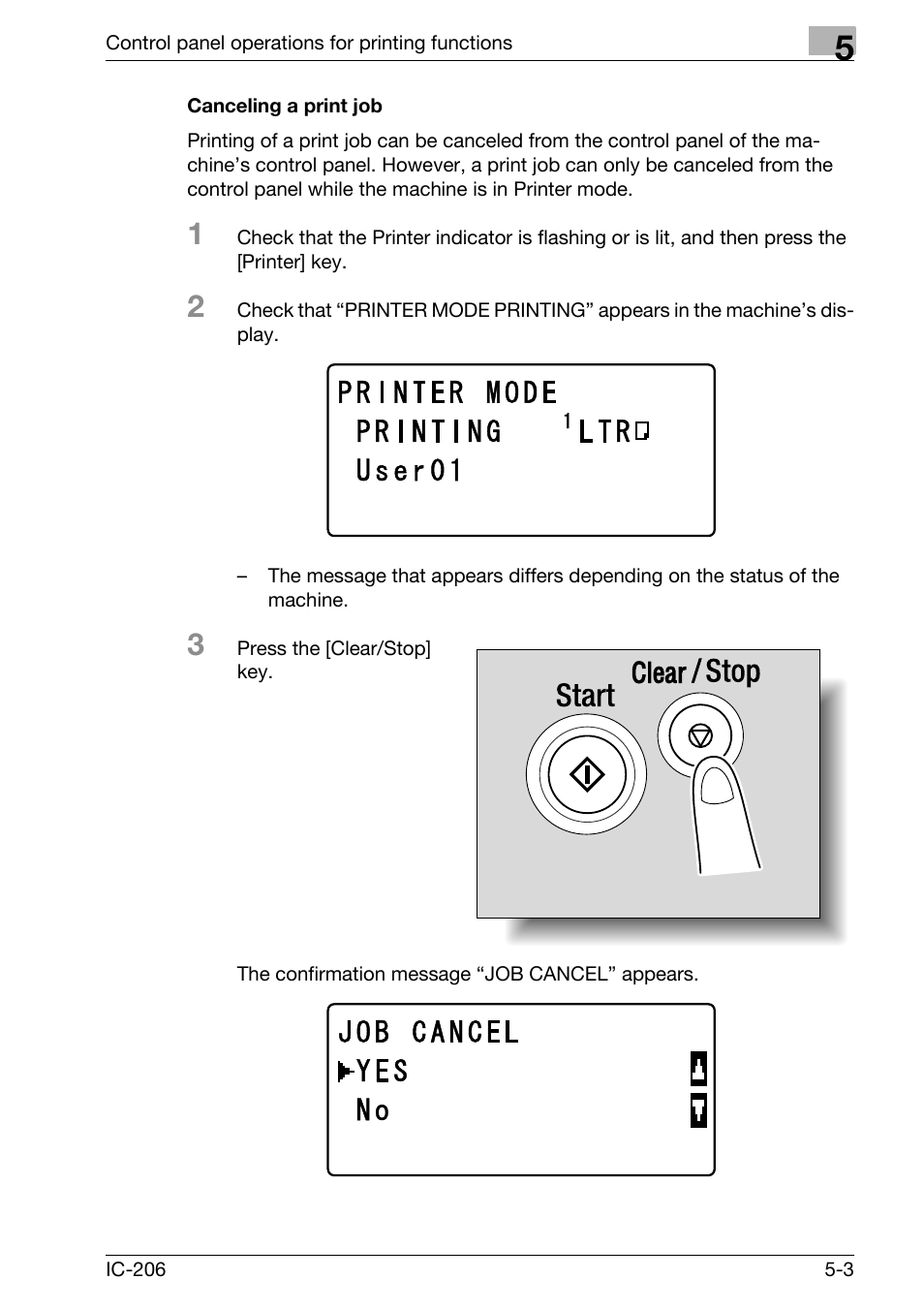 Canceling a print job, Canceling a print job -3 | Konica Minolta bizhub 163 User Manual | Page 130 / 362