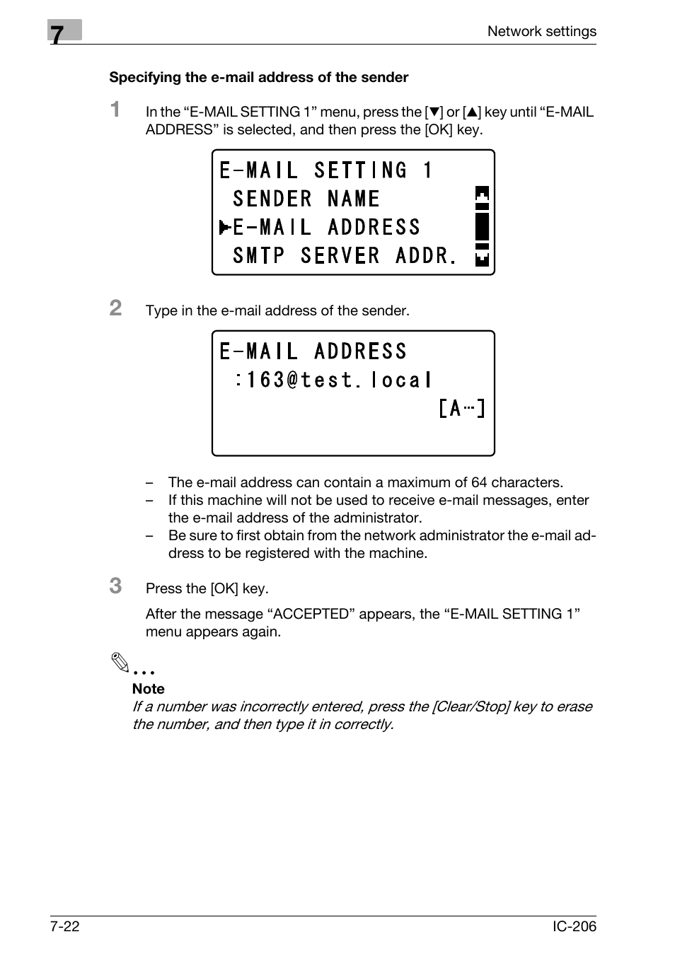 Specifying the e-mail address of the sender, Specifying the e-mail address of the sender -22 | Konica Minolta bizhub 163 User Manual | Page 161 / 362
