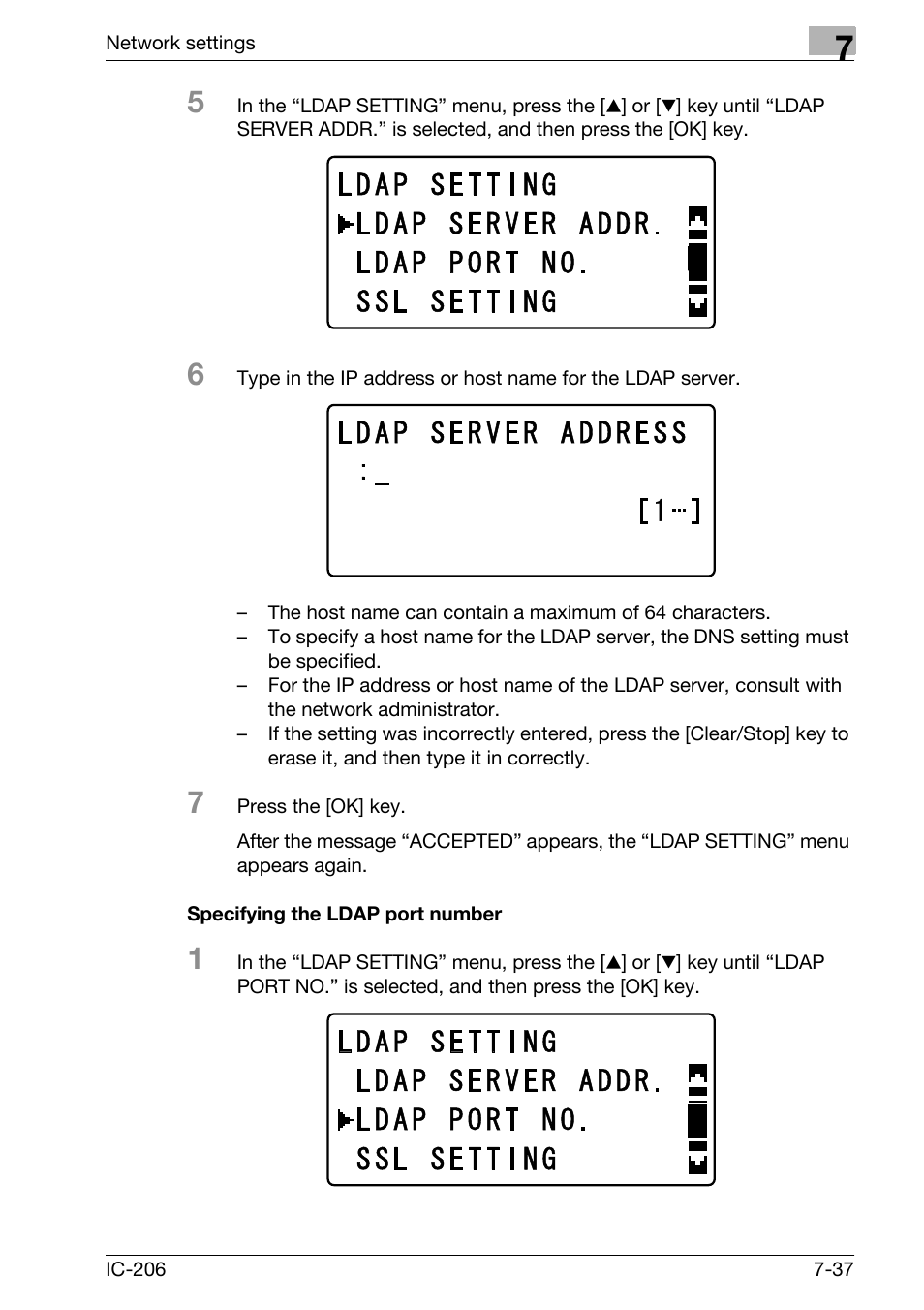 Specifying the ldap port number, Specifying the ldap port number -37 | Konica Minolta bizhub 163 User Manual | Page 176 / 362