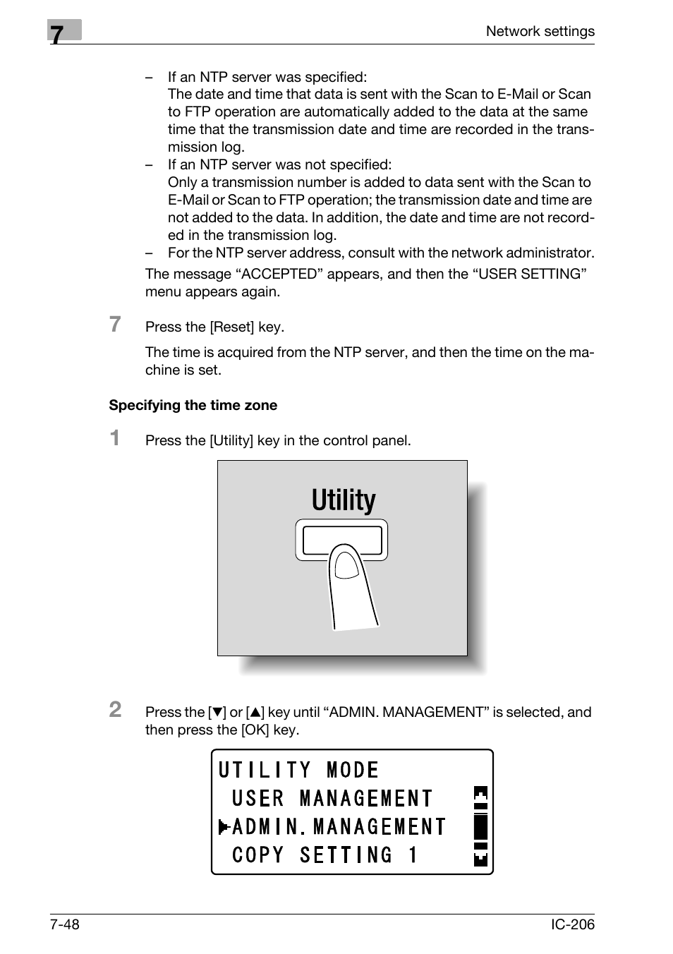Specifying the time zone, Specifying the time zone -48 | Konica Minolta bizhub 163 User Manual | Page 187 / 362