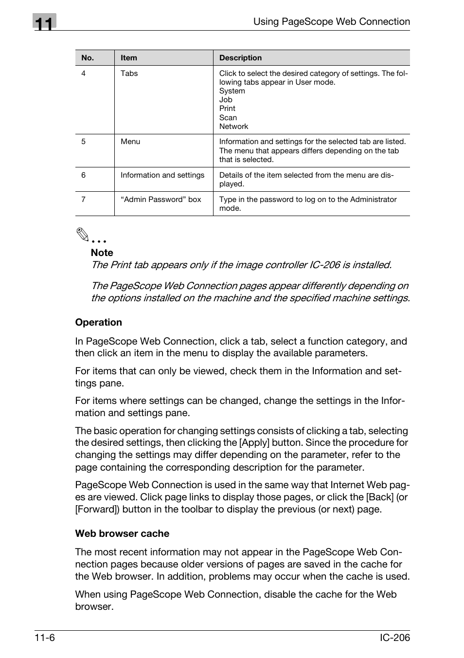 Operation, Web browser cache, Operation -6 web browser cache -6 | Konica Minolta bizhub 163 User Manual | Page 283 / 362