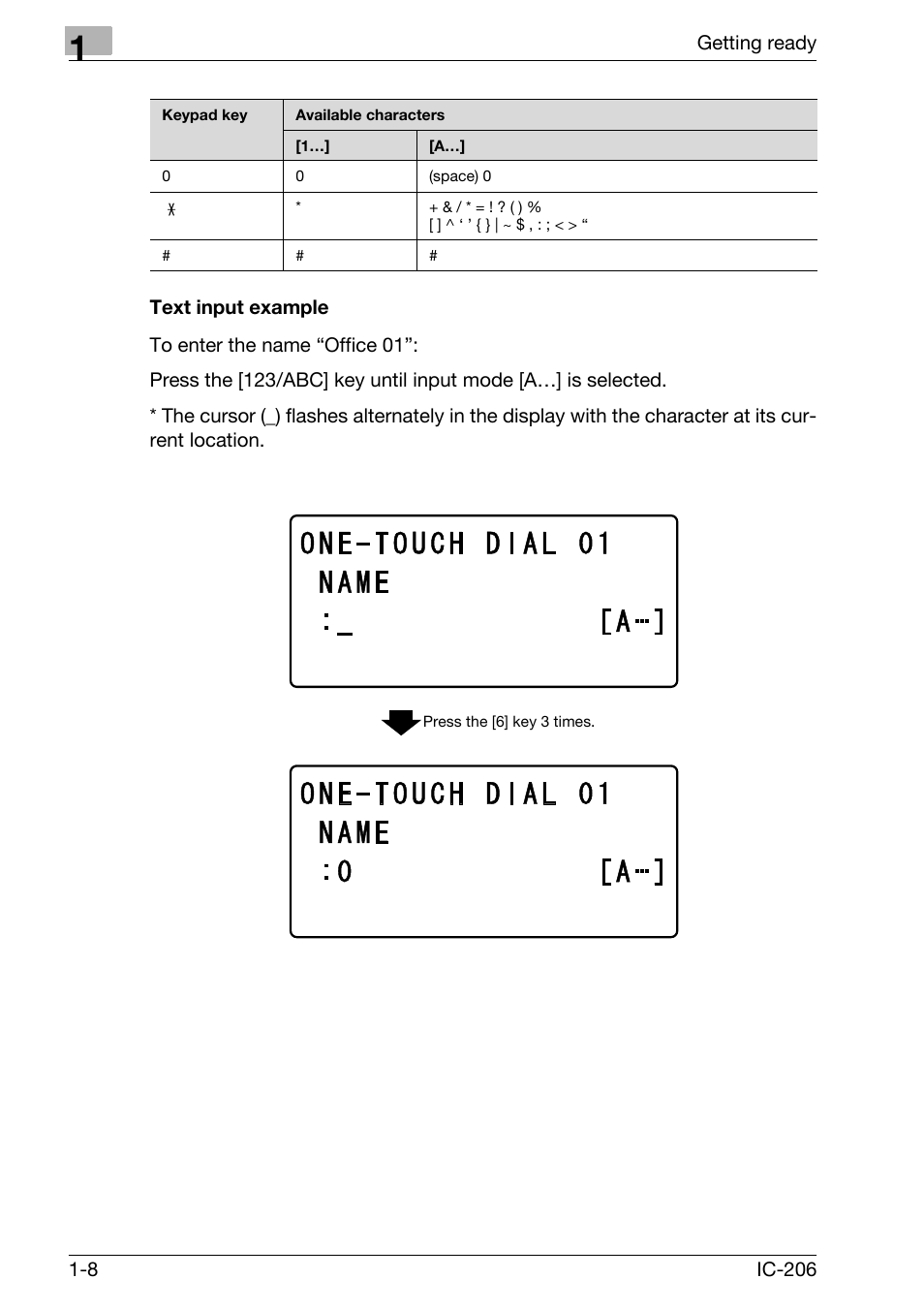 Text input example, Text input example -8 | Konica Minolta bizhub 163 User Manual | Page 29 / 362
