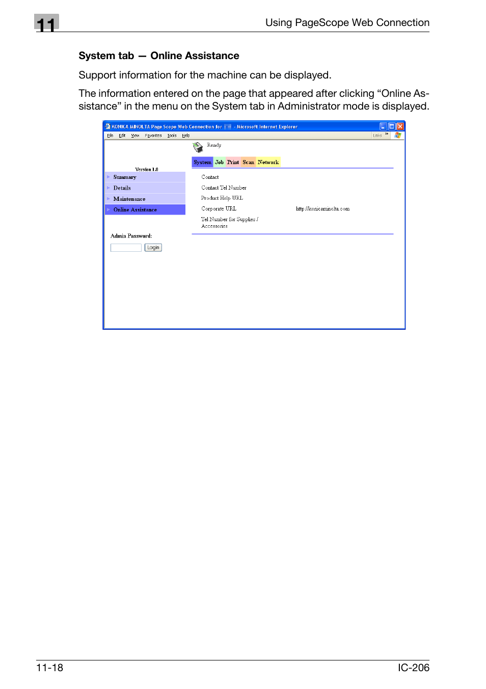 System tab - online assistance, System tab — online assistance -18 | Konica Minolta bizhub 163 User Manual | Page 295 / 362