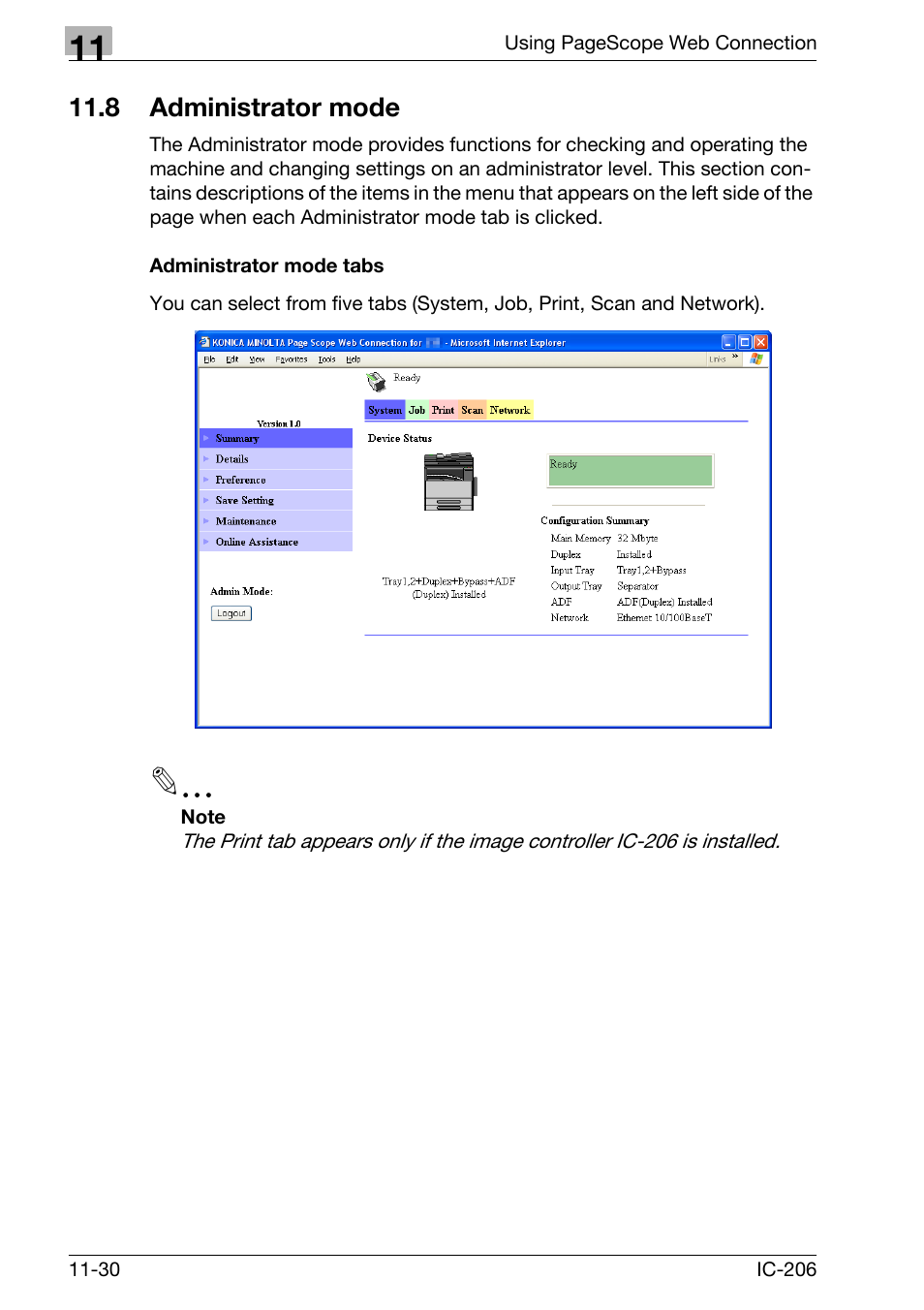 8 administrator mode, Administrator mode tabs, Administrator mode -30 | Administrator mode tabs -30 | Konica Minolta bizhub 163 User Manual | Page 307 / 362