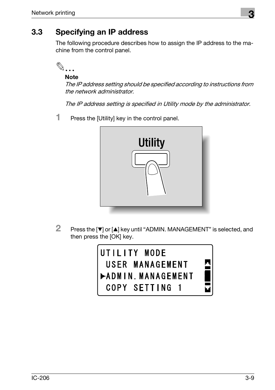 3 specifying an ip address, Specifying an ip address -9 | Konica Minolta bizhub 163 User Manual | Page 74 / 362