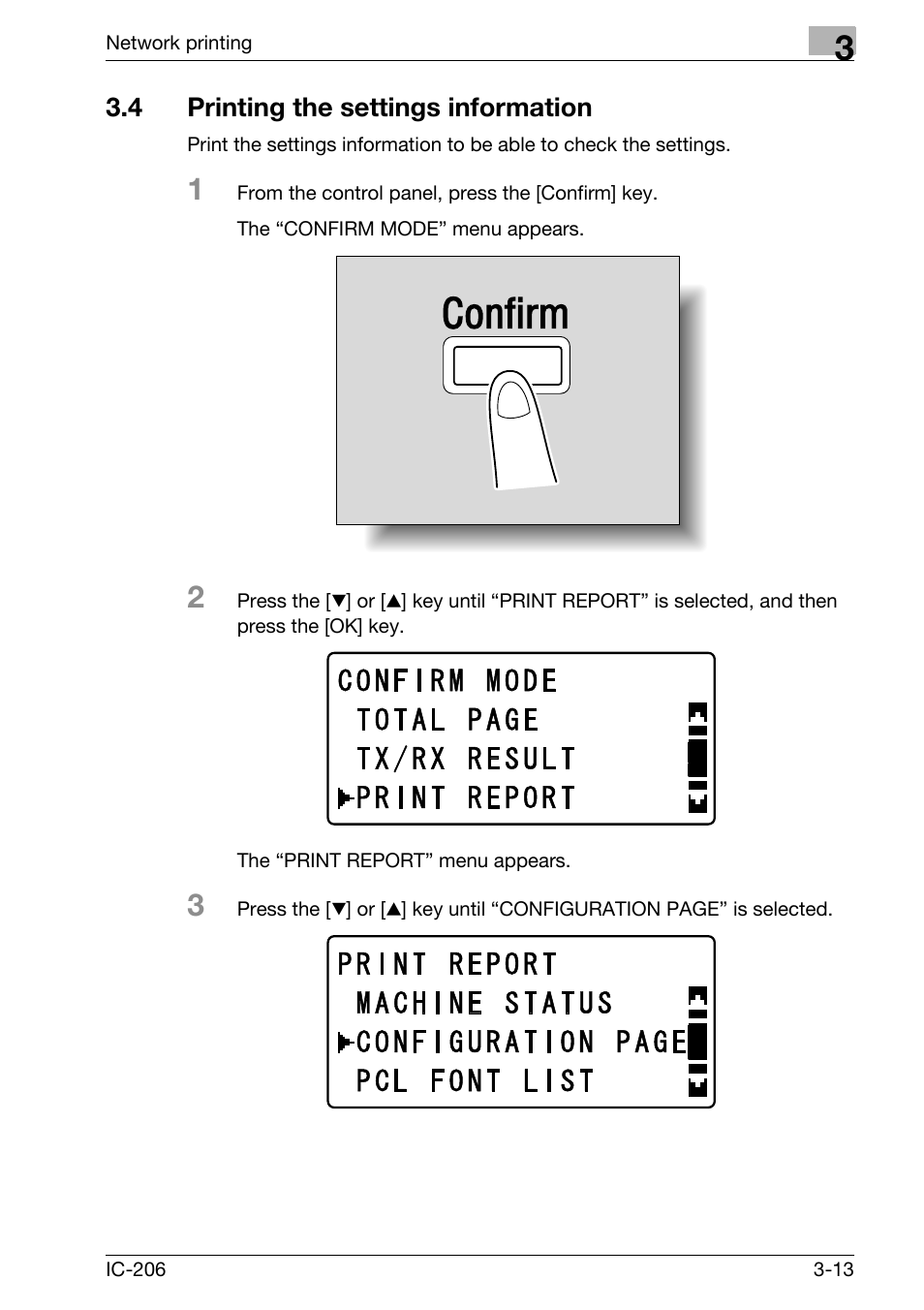 4 printing the settings information, Printing the settings information -13 | Konica Minolta bizhub 163 User Manual | Page 78 / 362