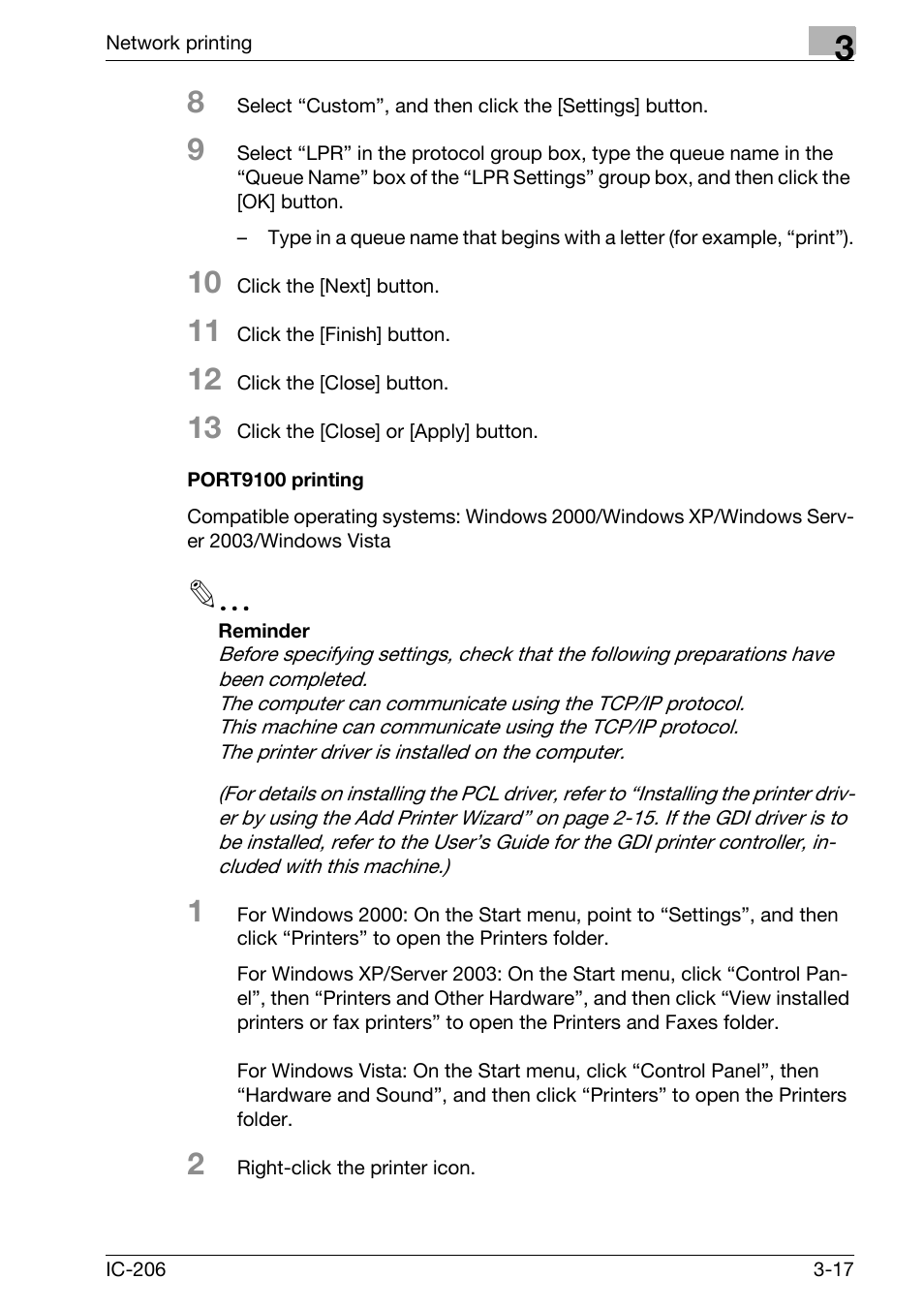 Port9100 printing, Port9100 printing -17 | Konica Minolta bizhub 163 User Manual | Page 82 / 362