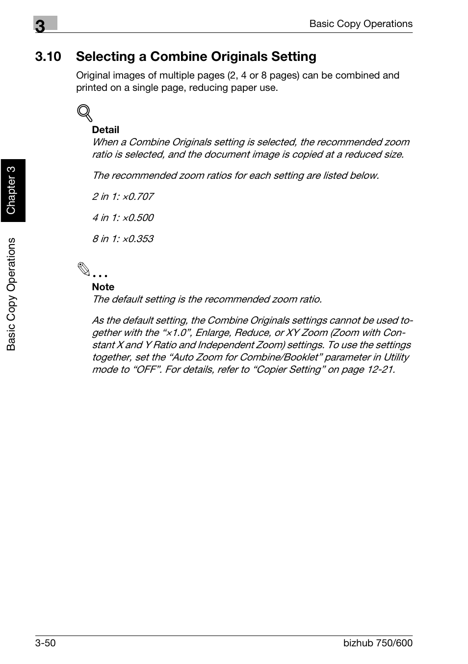 10 selecting a combine originals setting | Konica Minolta bizhub 750 User Manual | Page 149 / 526
