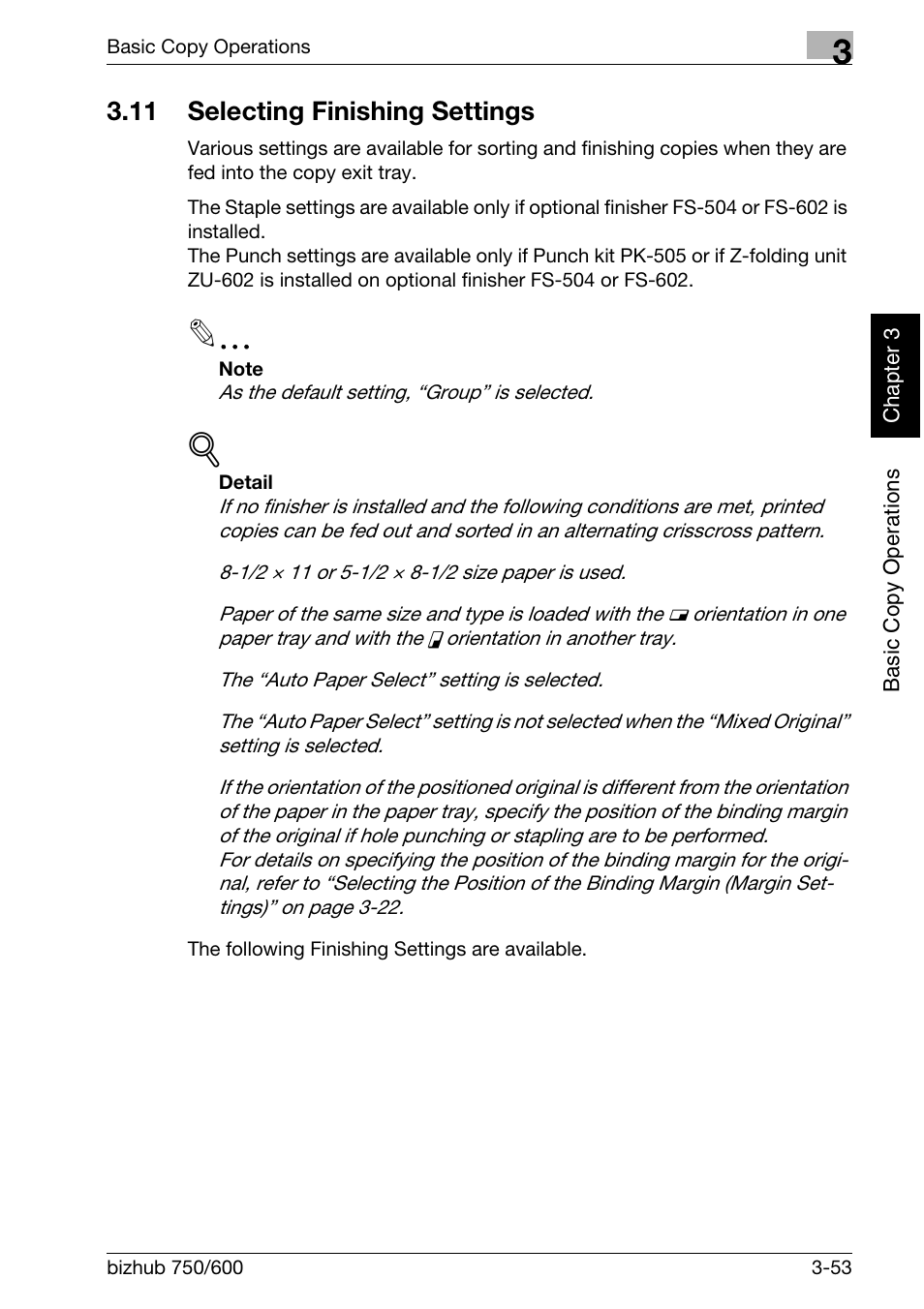 11 selecting finishing settings | Konica Minolta bizhub 750 User Manual | Page 152 / 526