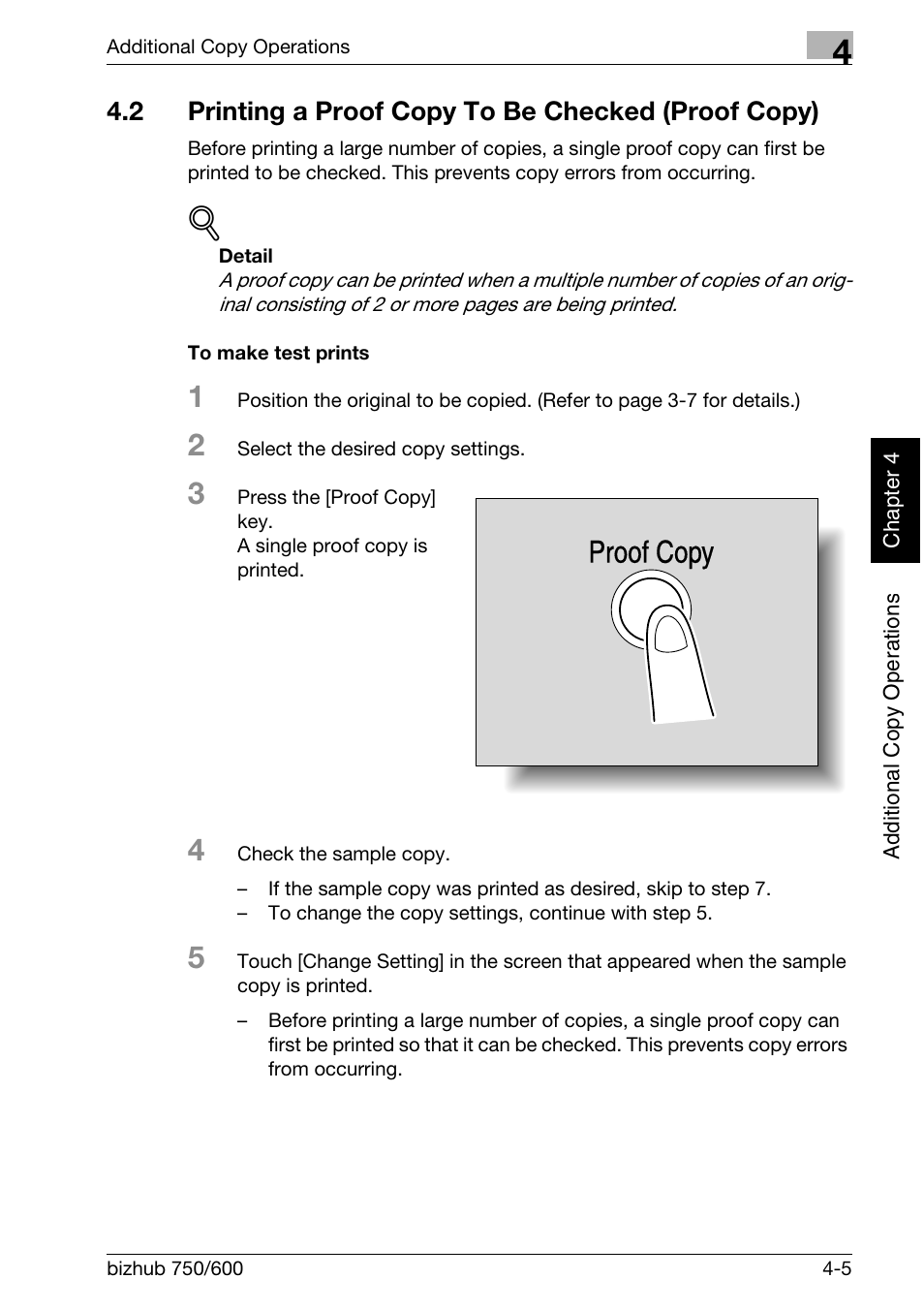 2 printing a proof copy to be checked (proof copy), Proof copy | Konica Minolta bizhub 750 User Manual | Page 180 / 526