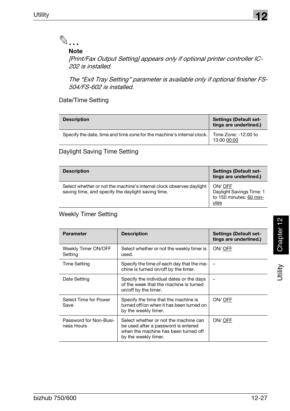 Utility ch ap te r 12 | Konica Minolta bizhub 750 User Manual | Page 440 / 526