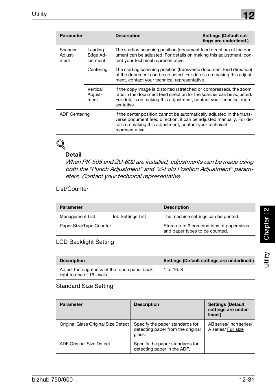 Utility ch ap te r 12 | Konica Minolta bizhub 750 User Manual | Page 444 / 526