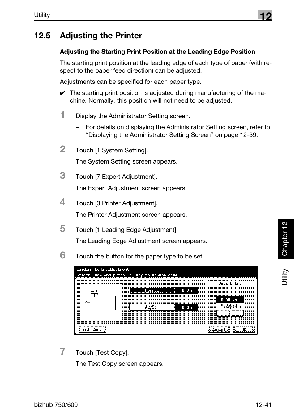 5 adjusting the printer | Konica Minolta bizhub 750 User Manual | Page 454 / 526