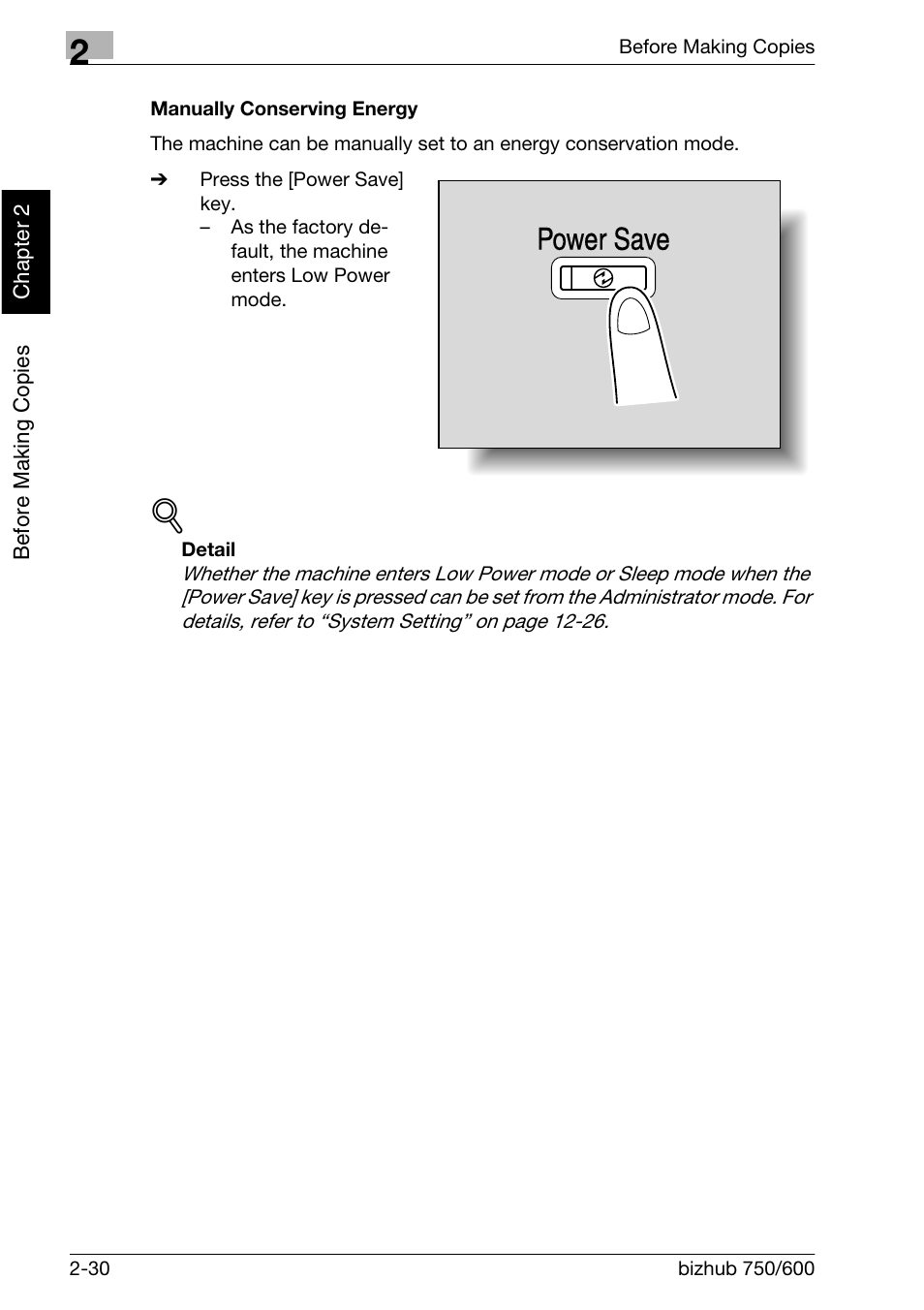 Power save | Konica Minolta bizhub 750 User Manual | Page 75 / 526