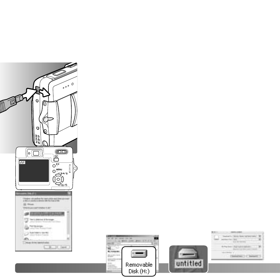 Connecting the camera to a computer | Konica Minolta X50 User Manual | Page 80 / 108