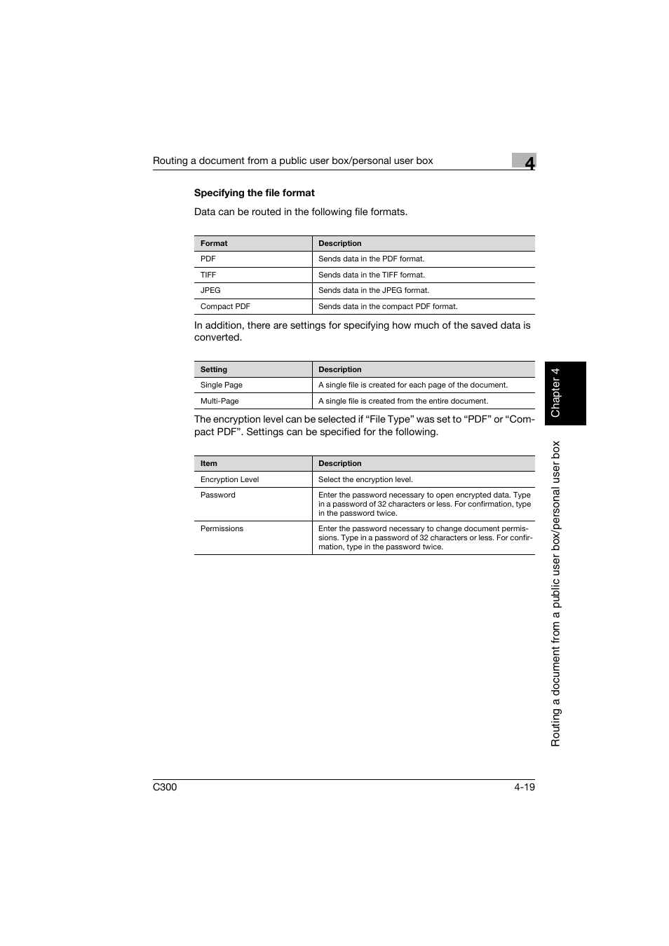 Specifying the file format, Specifying the file format -19 | Konica Minolta bizhub C300 User Manual | Page 104 / 198